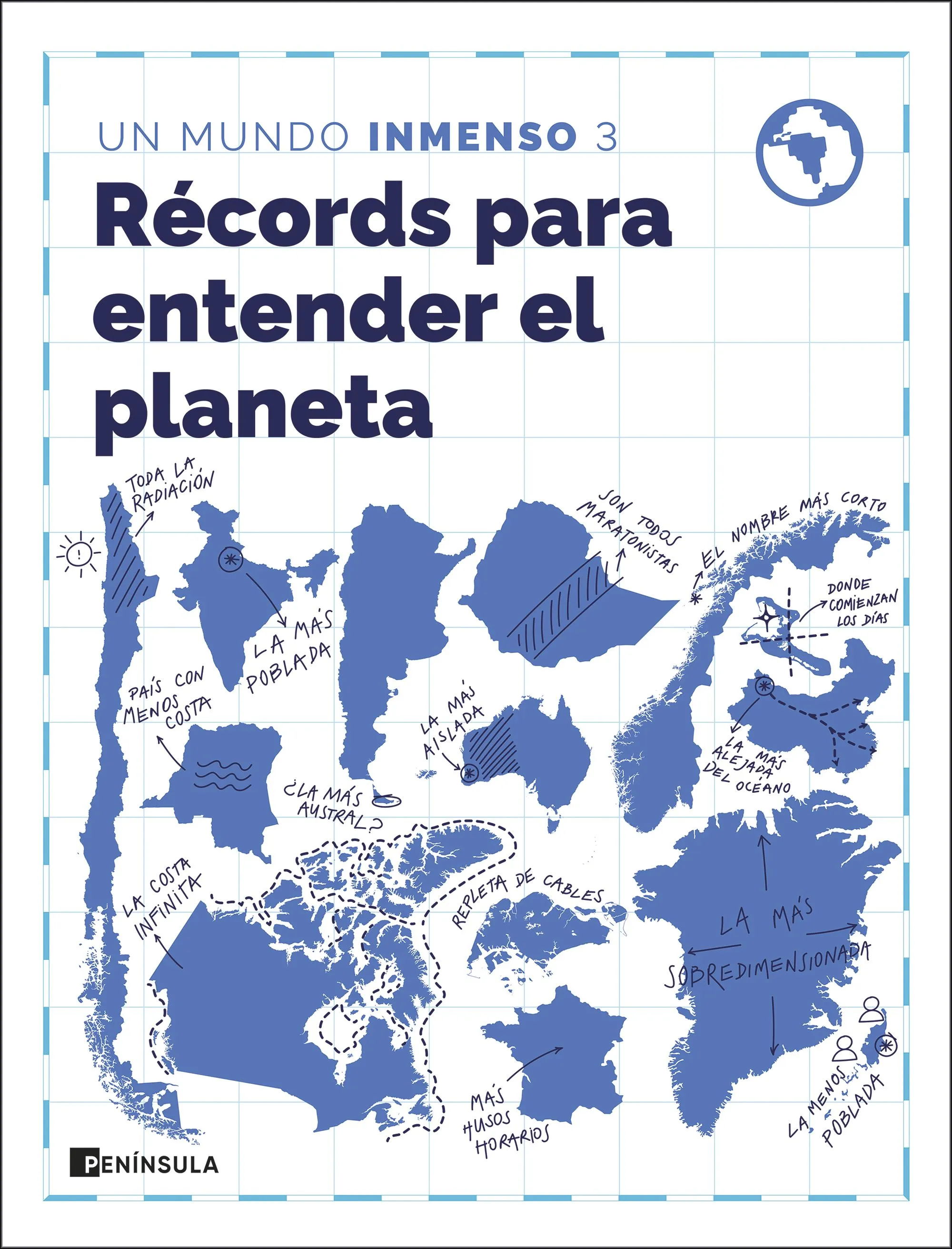 Portada de «Récords para entender el planeta», un mapa con anotaciones a mano